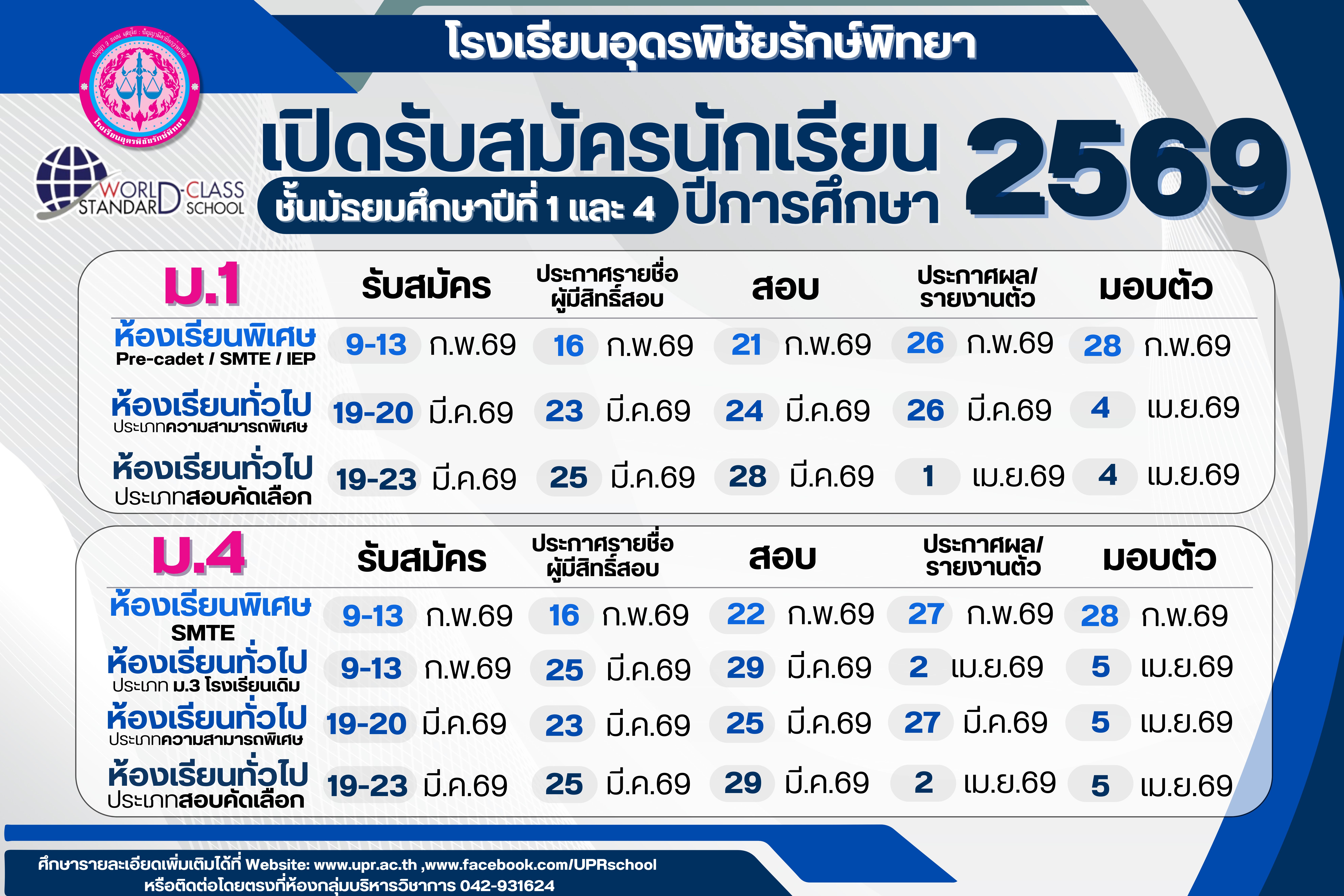 ปฏิทินการรับสมัคร